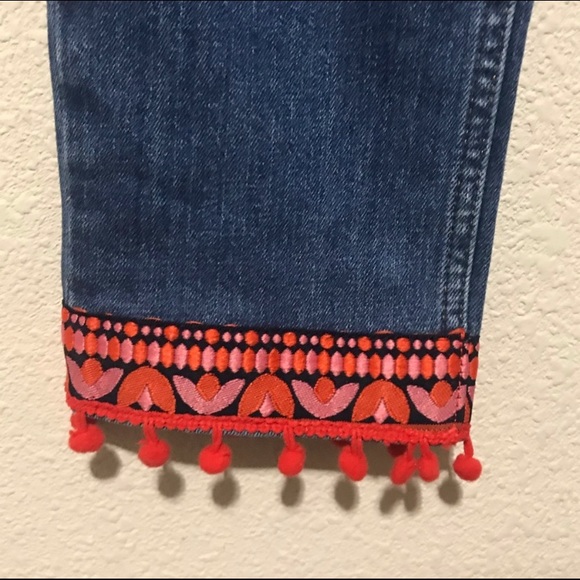 Boden Blue Cambridge Pom Pom Jeans Size 2 R - Picture 5 of 8